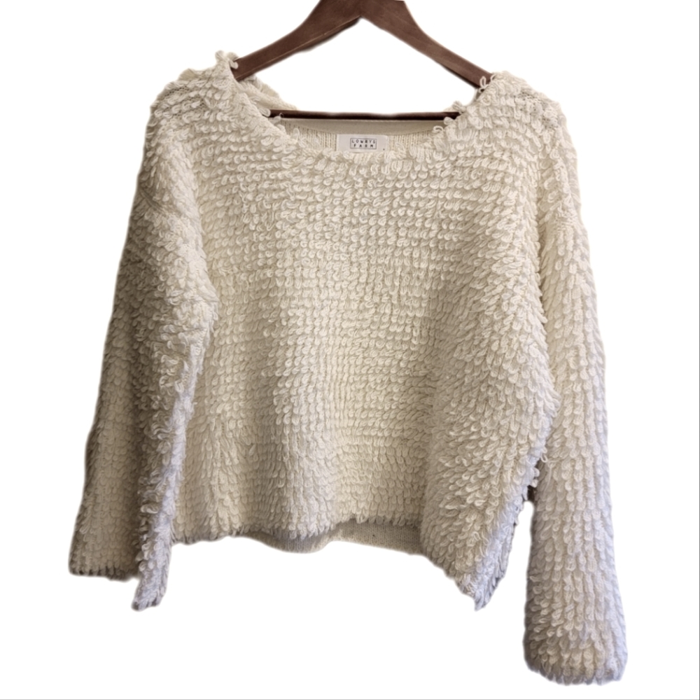 Lowrys Farm Fuzzy Wool Pullover Sweatshirt In Warm Ivory